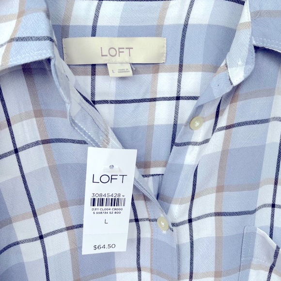 Loft Plaid Tunic Rayon Shirt Top flowy fit  M L XL - Picture 6 of 8